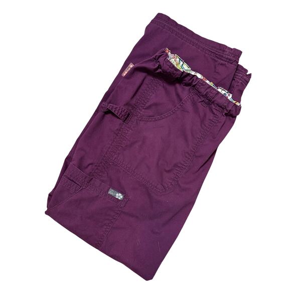 Kathy Peterson Purple Scrub Cargo Pants Size XL - Picture 6 of 6